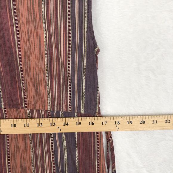 SPIRIT OF GRACE Cotton Mini Dress Sz S Stripe Adjustable Waist Sleeveless V-Neck - Picture 6 of 8